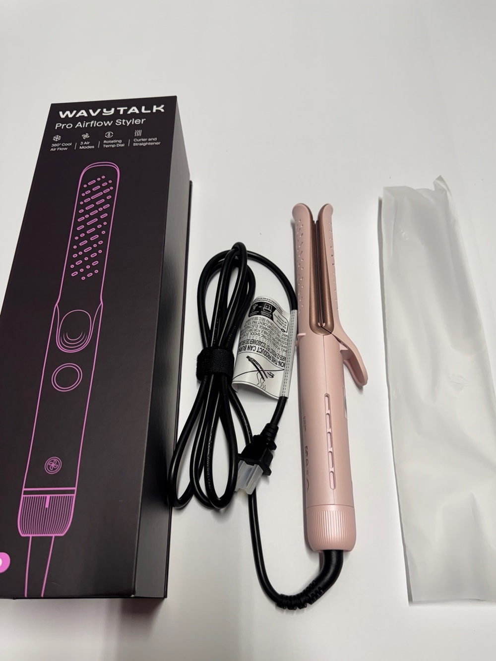 NEW. Wavytalk Pink Pro Airflow Styler Curling Iron.